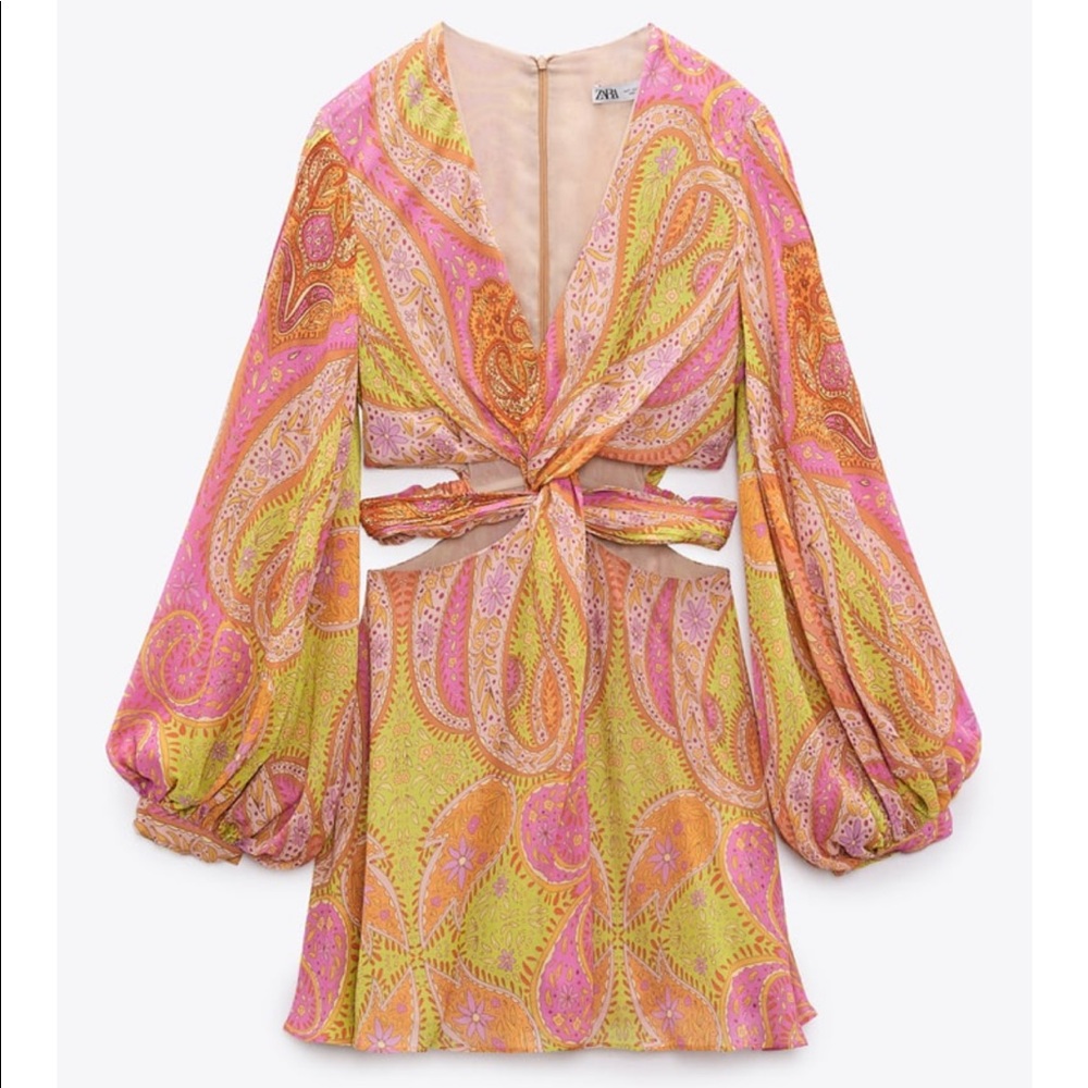 Zara Cut-out printed dress